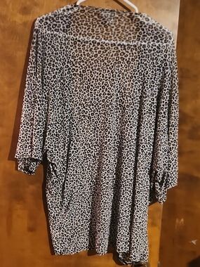 Women's Leopard Print in Cream and Black - Relaxed Layering Top
